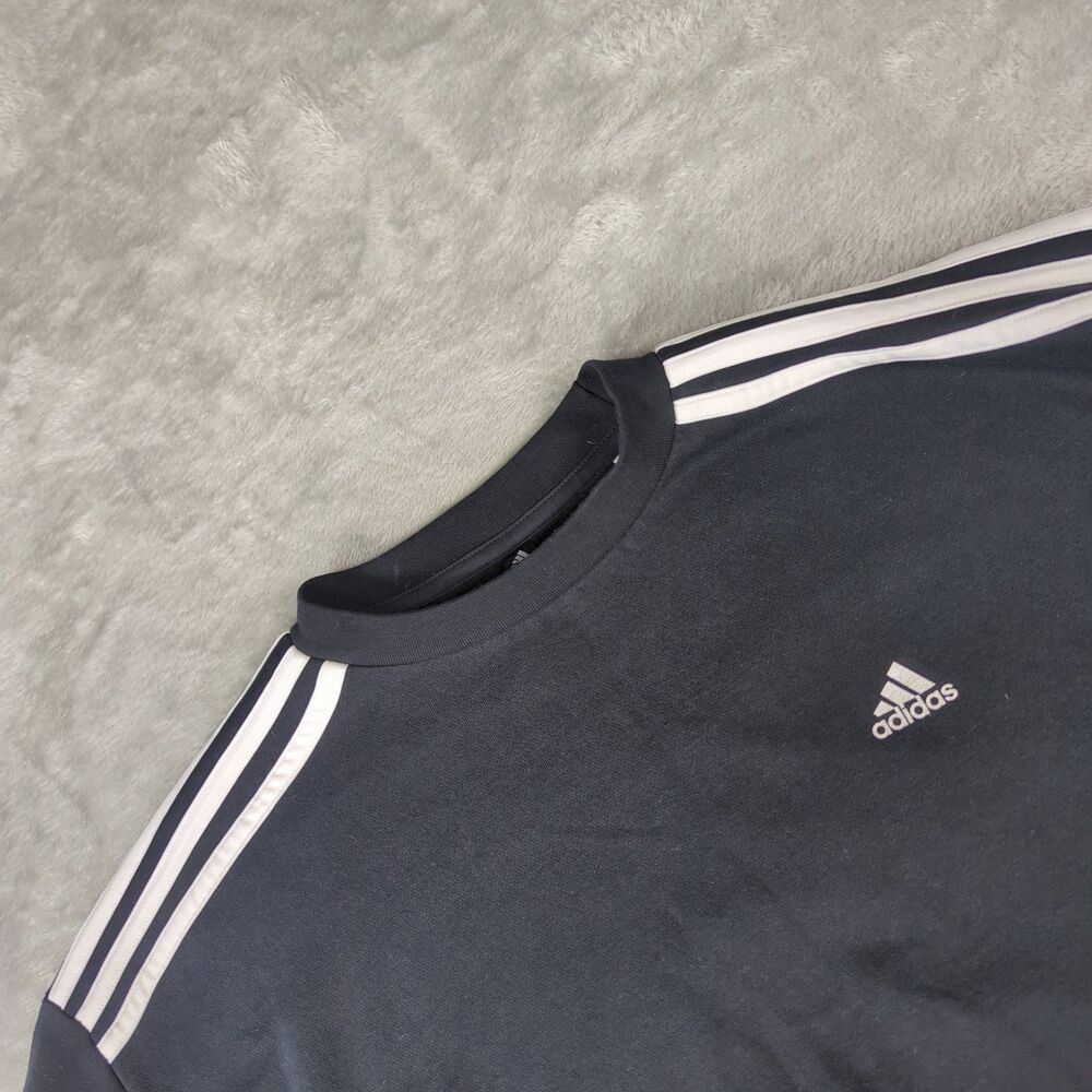 Adidas Women's Black 3-Stripes Cropped Crewneck Sweatshirt Pullover Size S